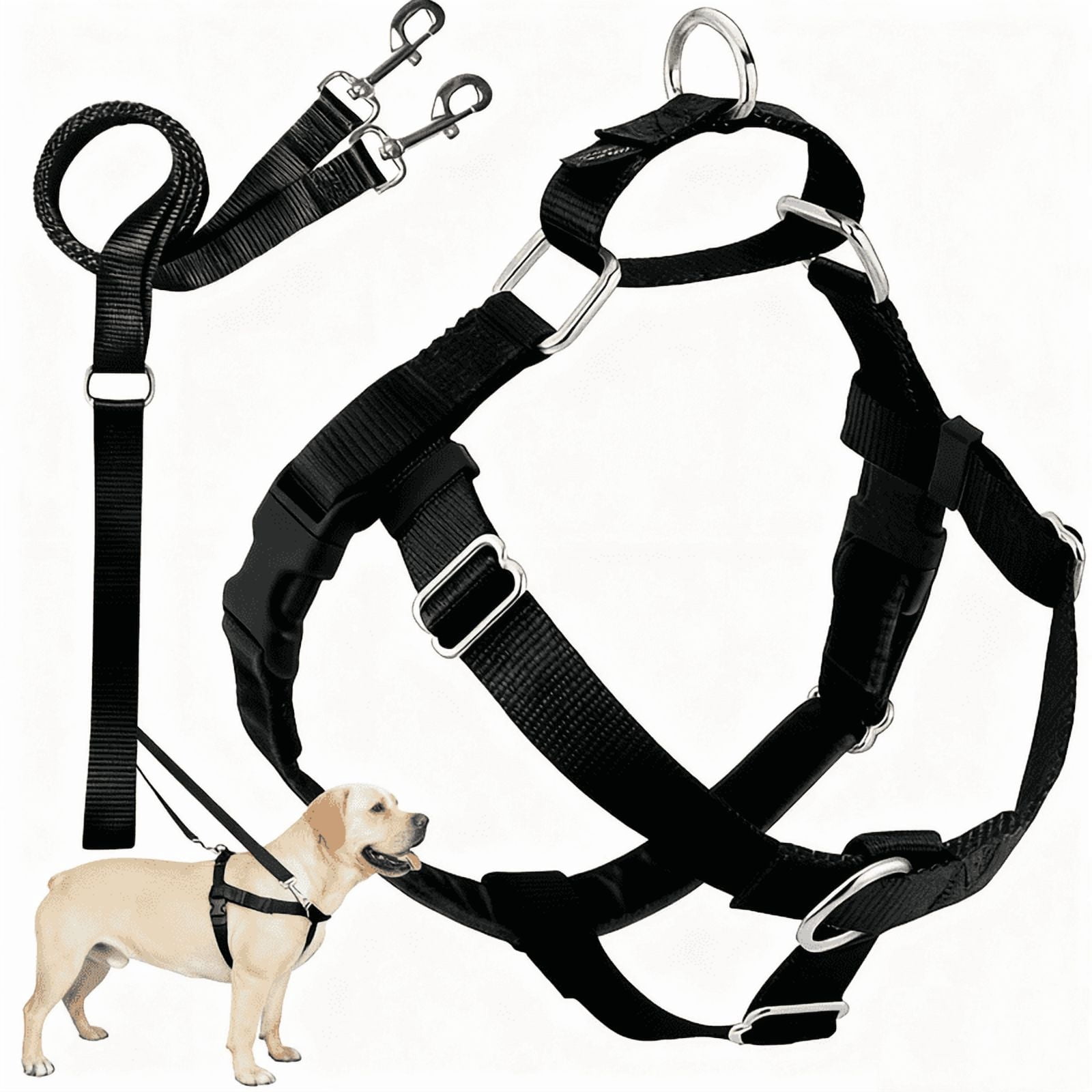 No-Pull Dog Harness and Leash Set, Front Clip Adjustable Vest with Handle for Control, Easy Walking Training(XL,Black)