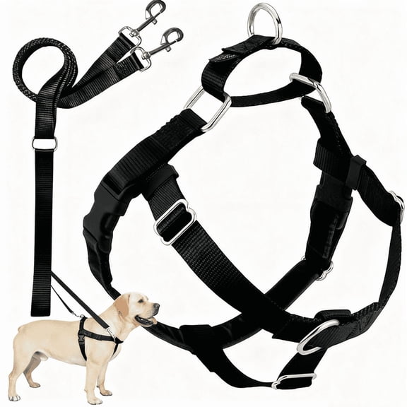 No-Pull Dog Harness and Leash Set, Front Clip Adjustable Vest with Handle for Control, Easy Walking Training(XL,Black)