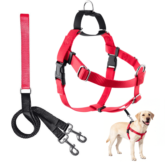 No-Pull Dog Harness and Leash Set, Front Clip Adjustable Vest with Handle for Control, Easy Walking Training(XL,Red)