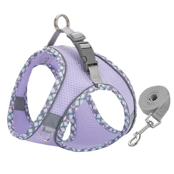 No Pull Dog Harness and Leash Set for Small Dogs with Folding Bowl, Purple S