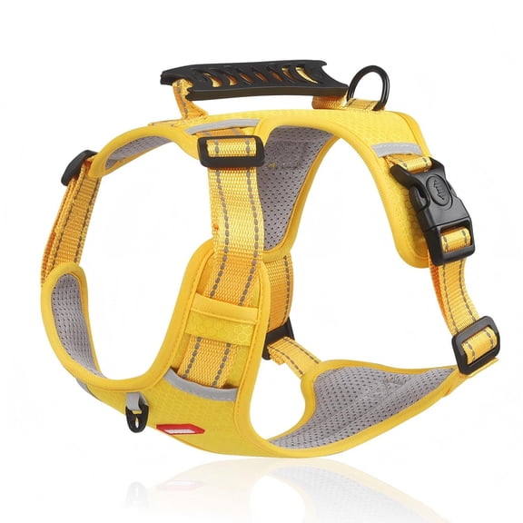 Dog No Pull Easy Control Handle Soft Breathable Reflective Adjustable Dog Harness (Yellow S)