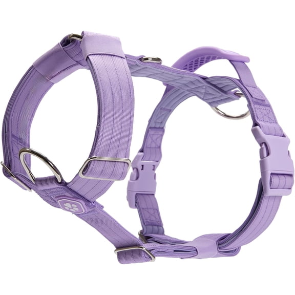 No Pull Dog Harness with Handle for Large Dogs, Heavy Duty Adjustable Y Shaped Padded Halter Design with Front Clip, Purple, Medium