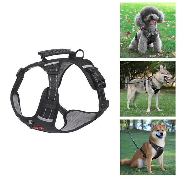 No Pull Dog Harness with Soft Padding Adjustable Pet Vest Reflective Material Control Handle for Large Dogs