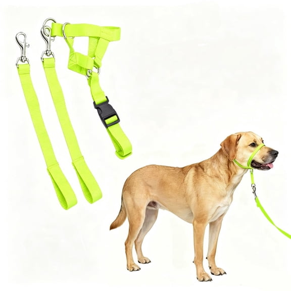 No Pull Dog Training Headcollar Halter with Padded Nose Loop, Quick Snap Fit, Comes with 1.5M Matching Leash