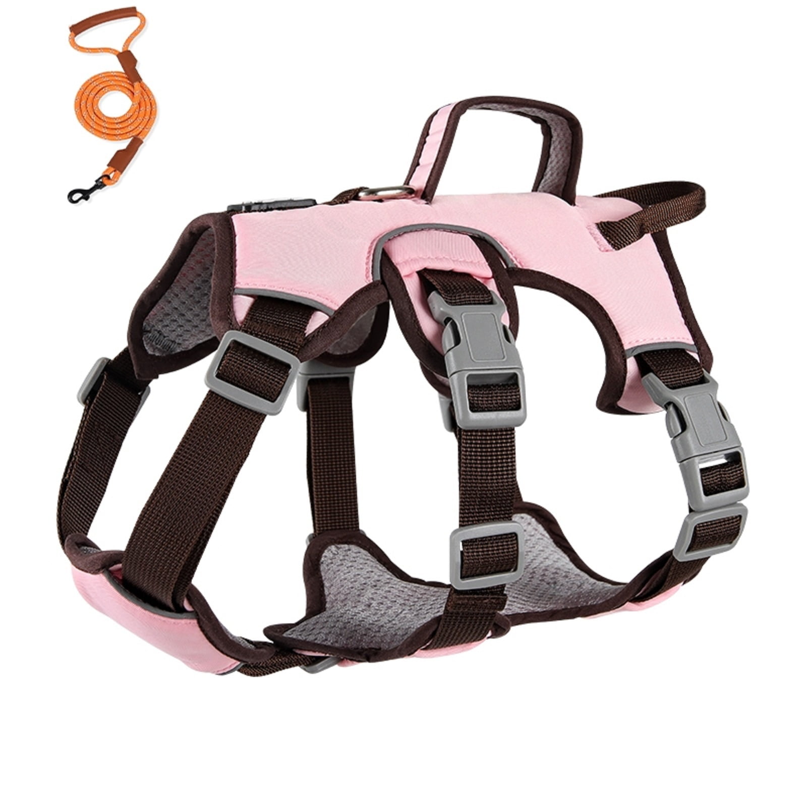 No-Pull Reflective Dog Harness and Leash Combo: Escape-Proof, Adjustable for Small to Medium Dogs with Lift Handle and Leash Clip(Black,S)