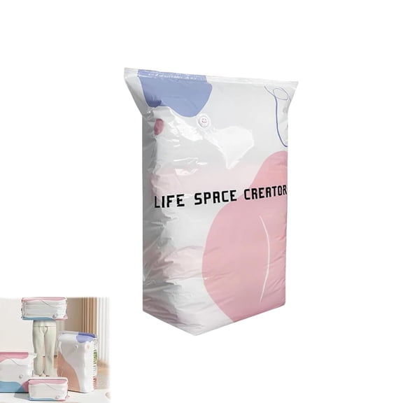 No-Pump 3D Cube Vacuum Storage Bags, Large Space Saver Compression Bags for Comforters Blankets(1pc,L)