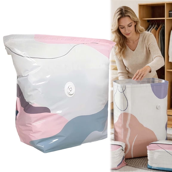 No Pump Large Capacity Vacuum Storage Bags, Press & Seal Reusable Compression, Space Saver for Clothes Bedding