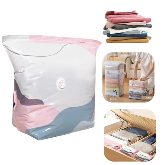 No-Pump Large Vacuum Storage Compression Bags, 3D Cube Space Bags for Comforters Bedding(1pc,M)