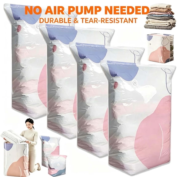 No-Pump Vacuum Storage Bags, 2026 New Cube Compression Space Saver Bags, Upgrade Large Storage Compression Bags No-Pump 3D Vacuum Storage Bags for Clothes, Comforters, Blankets _ 32x40x60cm