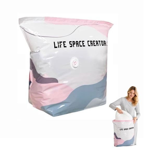 No-Pump Vacuum Storage Bags, 2026 New Cube Compression Space Saver Bags, Upgrade Large Storage Compression Bags No-Pump 3D Vacuum Storage Bags for Clothes, Comforters, Blankets(28* 20-1ps)