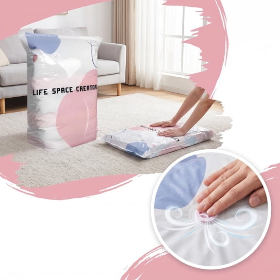 No-Pump Vacuum Storage Bags, 2026 New Cube Compression Space Saver Bags, Upgrade Large Storage Compression Bags No-Pump 3D Vacuum Storage Bags for Clothes, Blankets (27.5x11.8x19.7,1PC)