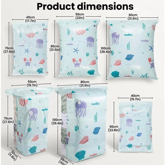 No-Pump Vacuum Storage Bags 3D Compression Space Saver for Clothes Blankets Bedding, Large Cube Storage Organizer Life Space Creator, S(1PC)