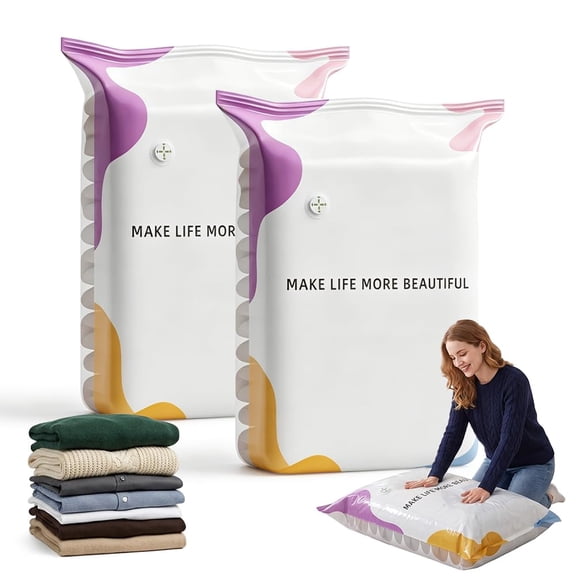 No Pump Vacuum Storage Bags, 3D Large Capacity Storage Compression Bags No Pump Needed, Suitable for Clothes Comforters Blankets