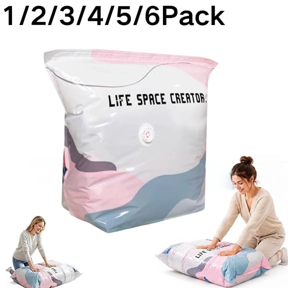 No‑Pump Vacuum Storage Bags, Hand Press Space Saving Compression Bags, Reusable Air-Sealed Cube Pouches, Prevent Mold And Dust For Bedding, Garments, Perfect For Travel And Closet Organization
