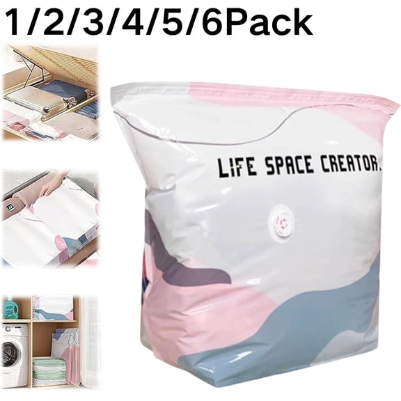 No‑Pump Vacuum Storage Bags, Large Capacity Press-Seal Compression Pouches, Pump-Free Space Saving Cube Organizer, Protect Bedding And Garments From Dirt For Storage, Travel And House Moving