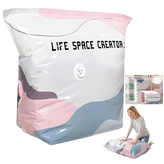 No Pump Vacuum Storage Bags, Large Capacity Vacuum Storage Compression Bags, Life Space Creator Storage Bags No Pump for Clothes And Bedding