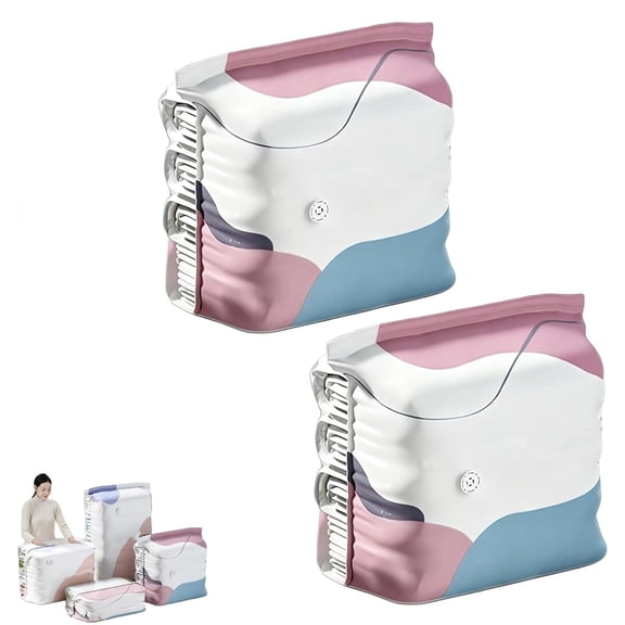 No‑Pump Vacuum Storage Bags, Large Cube Vacuum Seal Bags, Press & seal, No Pump Needed, for Jumbo Clothes Bedding, Comforters