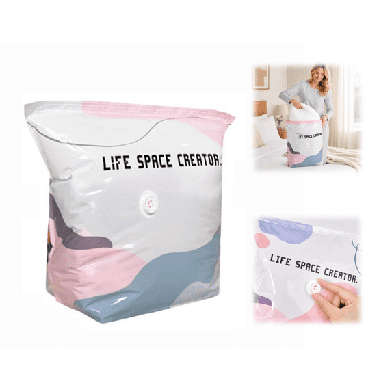 No-Pump Vacuum Storage Bags, Large Vacuum Storage Compression Bags for Bedding and Clothes, Reusable Space Saver Bags with Seal Closure (Moderate)