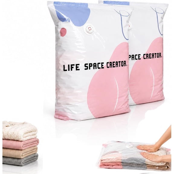 No Pump Vacuum Storage Bags, Press & Seal Compression for Clothes & Bedding