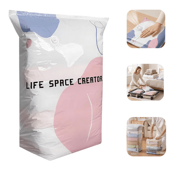No‑Pump Vacuum Storage Bags, Press & Seal Large Cube Vacuum Seal Bags, Thickened Reusable Space Saver Compression Bags for Clothes, Blankets, Bedding, Organizers (L,39×31×11") A1