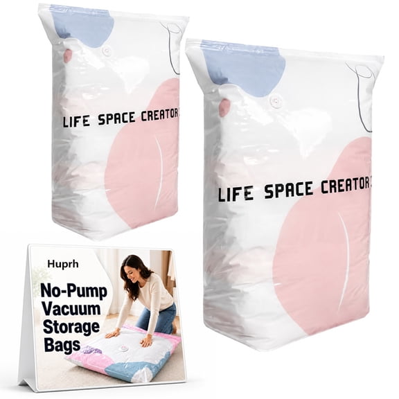 No-Pump Vacuum Storage Bags, Press-to-Seal 3D Space Saver Compression Cube for Clothes, Extra Large Airtight Packing Organizers for Home Bedding, Comforters, Blankets, And Travel