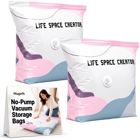 No-Pump Vacuum Storage Bags, Press-to-Seal 3D Space Saver Compression Cube for Clothes, Extra Large Airtight Packing Organizers for Home Bedding, Comforters, Blankets, And Travel