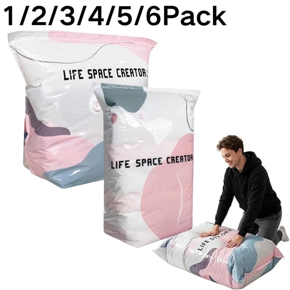 No‑Pump Vacuum Storage Bags, Upgrade 3D Cube Air Compression Storage Pouches, Reusable Pump-Free Space Saver, Keep Blankets, Pillows And Clothes Clean For Closet, Dormitory And Trip Packing
