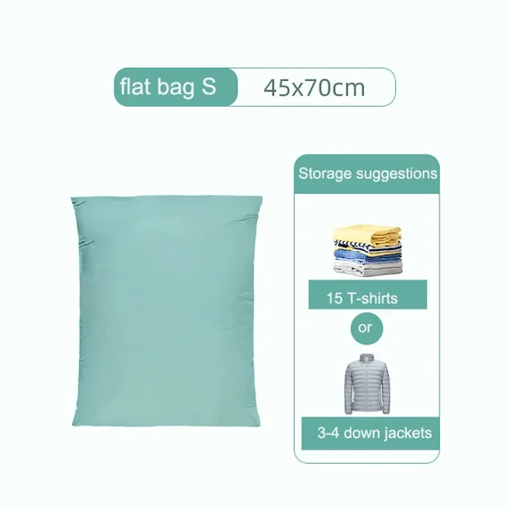No Pumping Vacuum Bags Large Plastic Storage Bags for Storing Clothes blankets Compression Travel storage bag Sitting Pressure (flat Bag S 45 70)