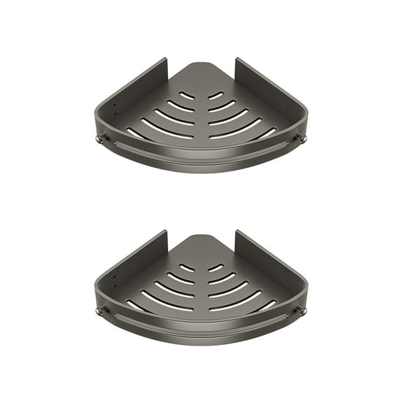 No Punch Bathroom Shelf ,11.8" Wall-Mounted Triangular Plastic Corner Rack for Toiletries & Sink Storage, No-Drill Restroom Organizer, Black