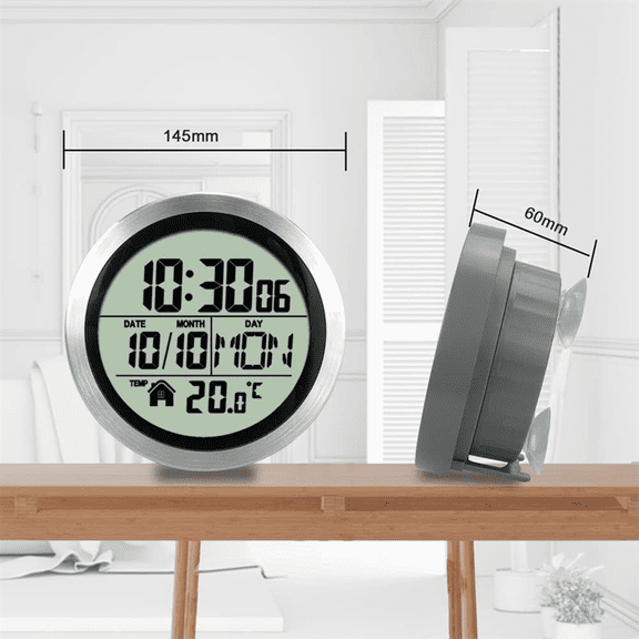 No Punching Suction Cup Clock Home Waterproof Bathroom Kitchen Clock
