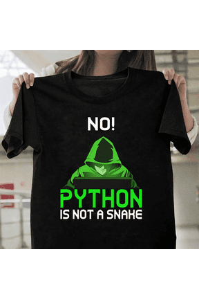 No Python Is Not A Snake Funny Coder Programming Tech Humor Unisex T-Shirt, for men & women, up to size 5XL.