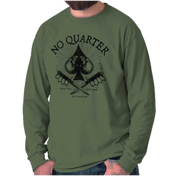 No Quarter Flag Mercy Defend Freedom Plus Size Long Sleeve Graphic Tee Shirt Brisco Brands 2X
