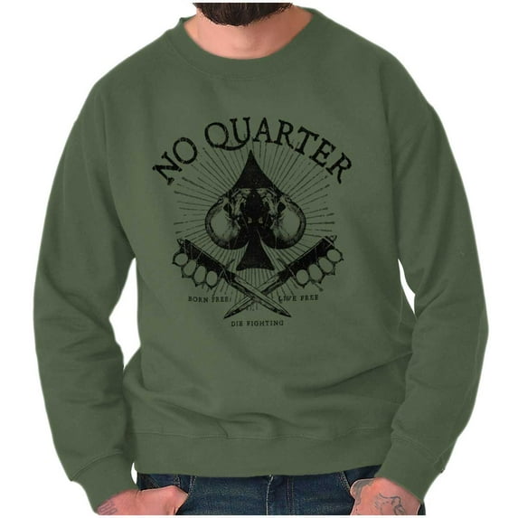 No Quarter Flag Mercy Defend Freedom Unisex Plus Fleece Graphic Sweatshirt Brisco Brands 4X