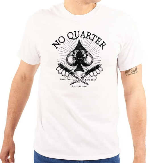 No Quarter Flag Mercy Defend Freedom Plus Size Crewneck Graphic Tee Shirt Brisco Brands 2X