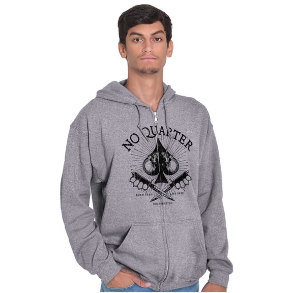 No Quarter Flag Mercy Defend Freedom Unisex Plus Size Zip Hoodie Brisco Brands 5X