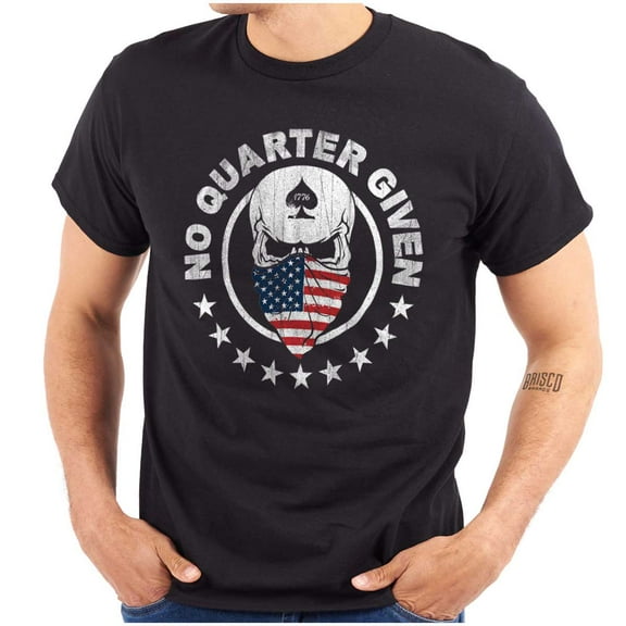 No Quarter Given Skull American Flag Men's Graphic T Shirt Tees Brisco Brands S