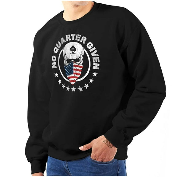 No Quarter Given Skull American Flag Sweatshirt for Men or Women Brisco Brands S