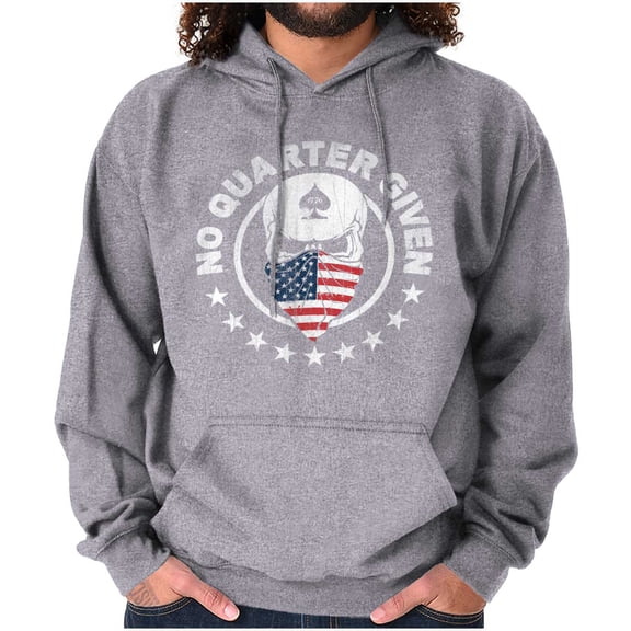 No Quarter Given Skull American Flag Unisex Plus Fleece Graphic Hoodie Brisco Brands 3X