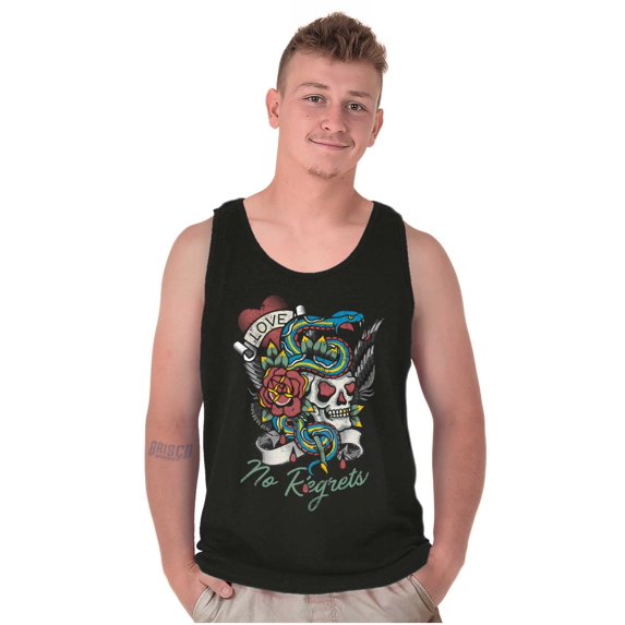 No Regrets Skull Snake Rose Tattoo Plus Size Graphic Tank Top Brisco Brands 2X