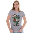 thumbnail image 1 of No Regrets Skull Snake Rose Tattoo Womens Slim Fit Graphic Tee Brisco Brands S, 1 of 5