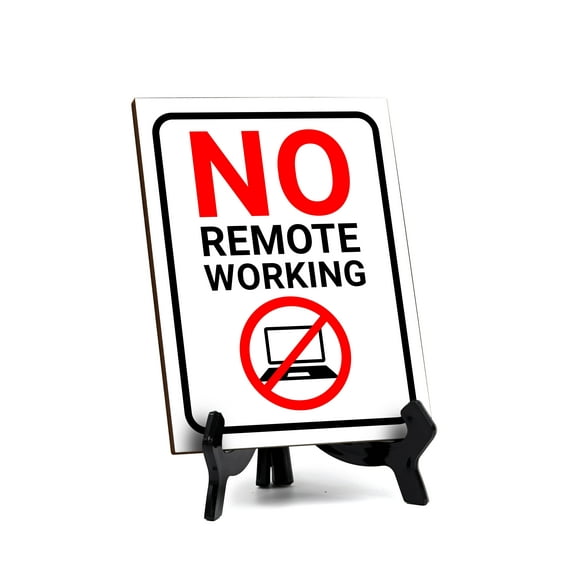 No Remote Working Table Sign with Acrylic Stand (6x8“) | Cafe/Restaurant Etiquette Decor