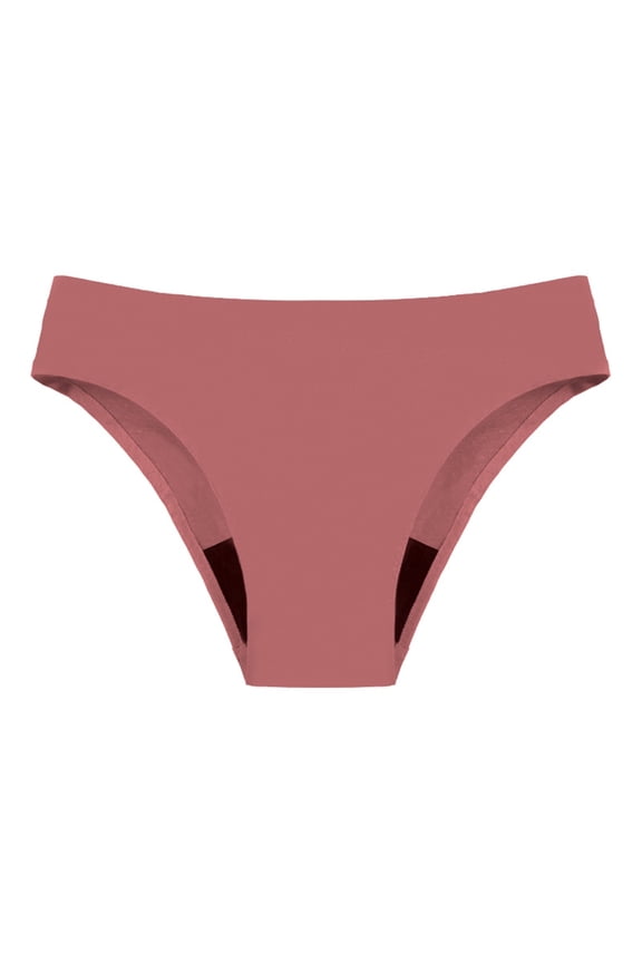 No Ride Up Skin Friendly Seamless Bikini Underwear Enhanced Absorbent Liner Period Proof Panties for Yoga Workout and Beach Activities Pink M