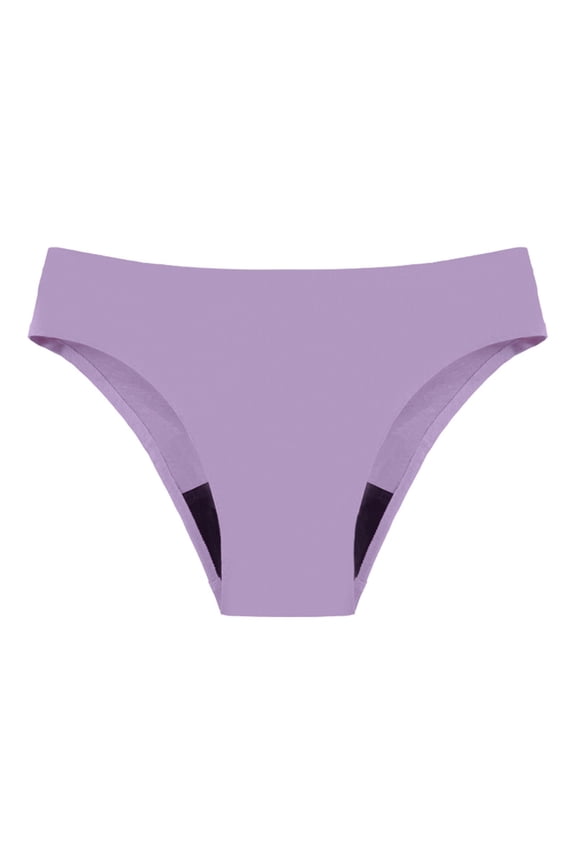 No Ride Up Skin Friendly Seamless Bikini Underwear Enhanced Absorbent Liner Period Proof Panties for Yoga Workout and Beach Activities Purple XXL