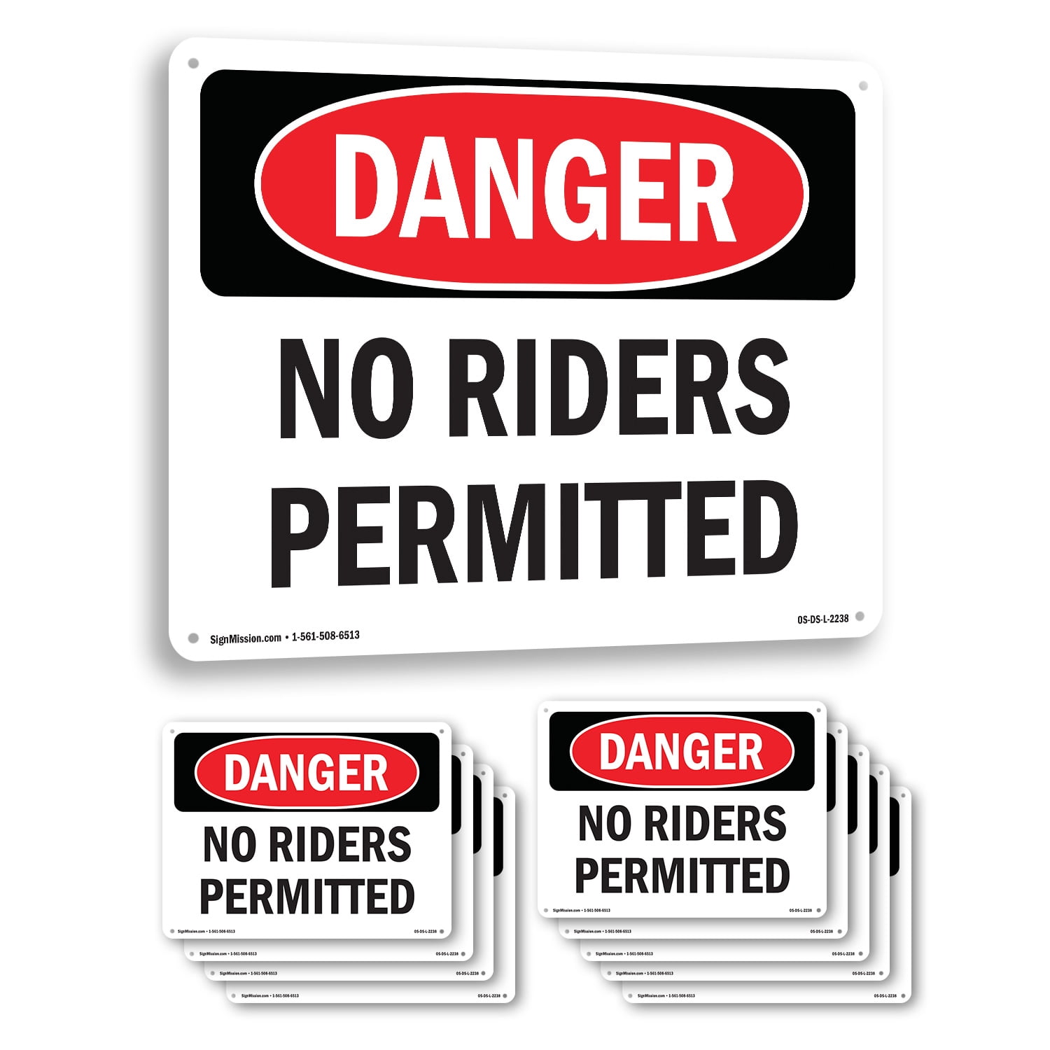 No Riders Permitted OSHA Danger Rigid Plastic Sign 24 Inch x 18 Inch ...