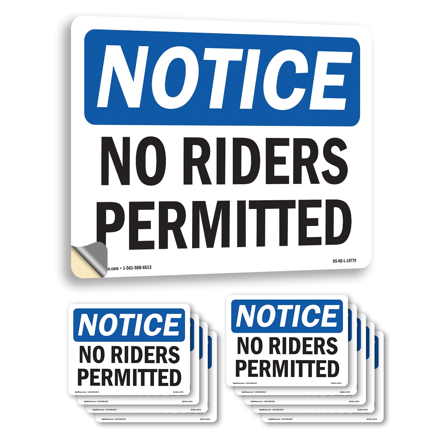 No Riders Permitted OSHA Notice Vinyl Decal Label 24 Inch x 18 Inch ...