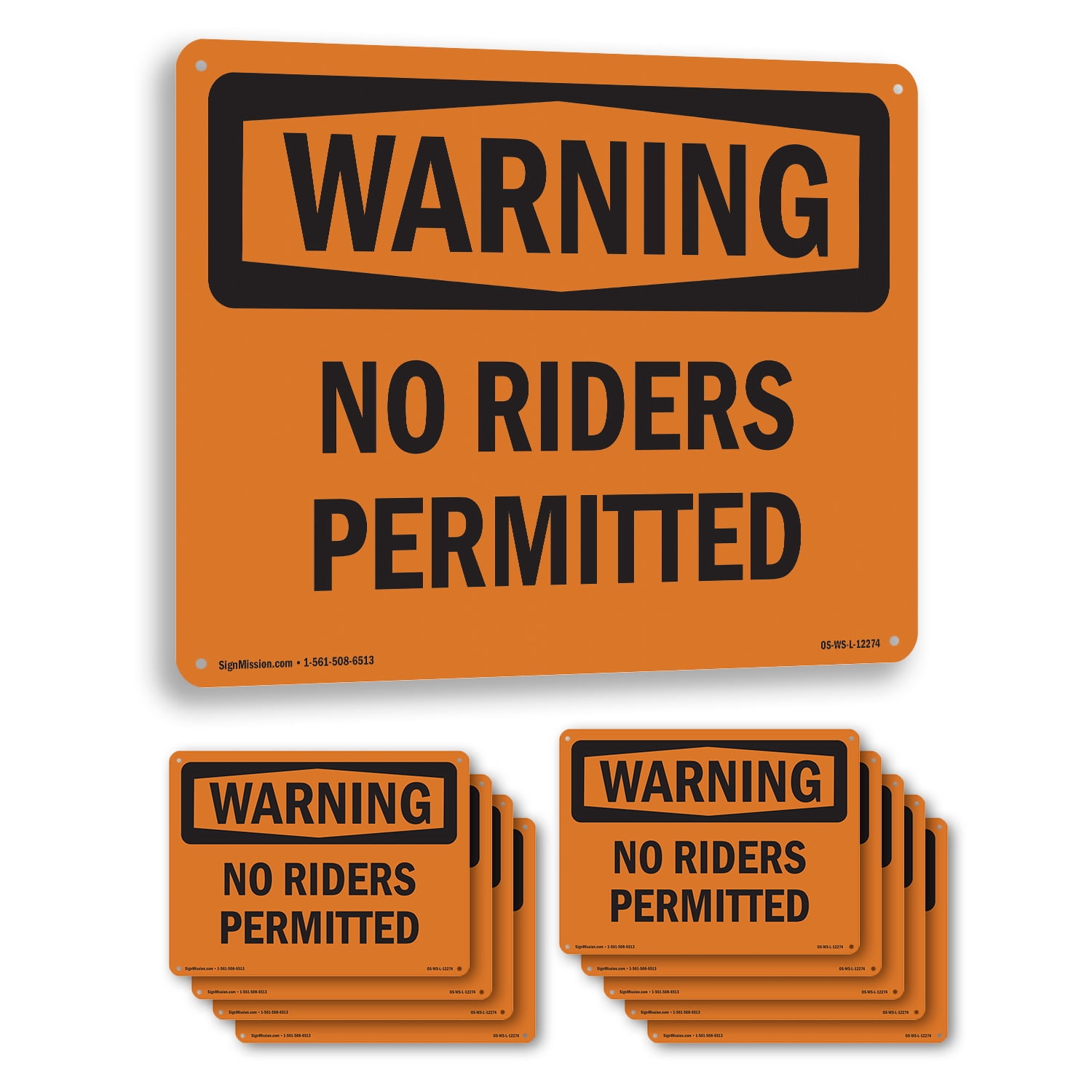 No Riders Permitted OSHA WARNING Aluminum Sign 24 Inch x 18 Inch - 10 ...