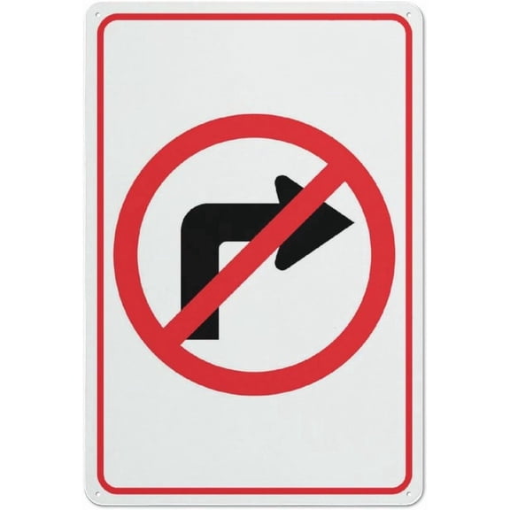 No Right Turn Sign 8"x12" Tin Sign Great For Garden And Yard Wall Decor