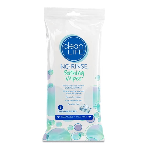 No Rinse Bath Wipe or Washcloth 8 x 8" 01000, 24 Pack 192 Wipes