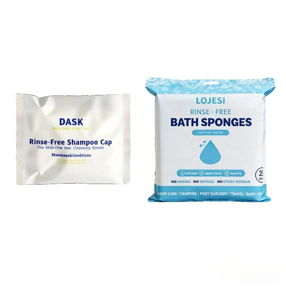 No-Rinse Hair Cap + No-Rinse Body Bath Towel, Waterless Hair & Body Wipes Set, Suitable for Bedridden Patients, Post-Operative Patients, the Elderly, and Camping Use。