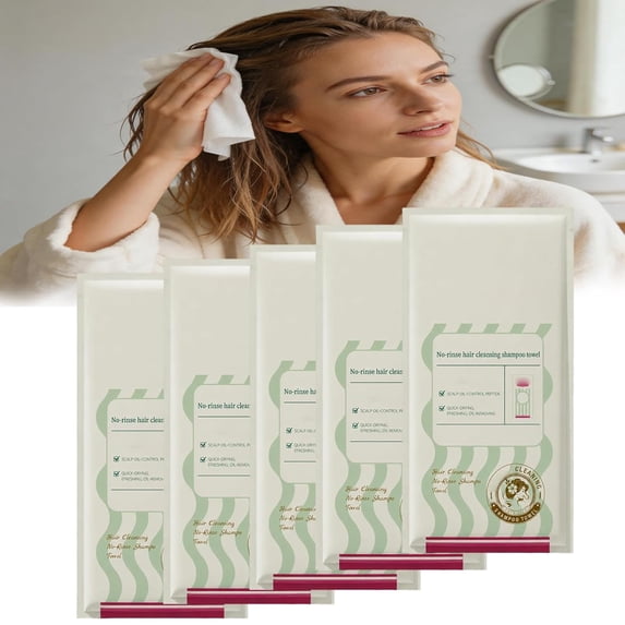 No-Rinse Hair Cleansing Shampoo Towel,Bath Wipes For Adults No Rinse,No Rinse Body Wipes,For Travel, Camping (5PC)
